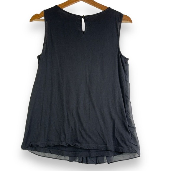 Ann Taylor LOFT Womens Top S Dark Black Pleated Sleeveless Blouse Career Office - Picture 2 of 8